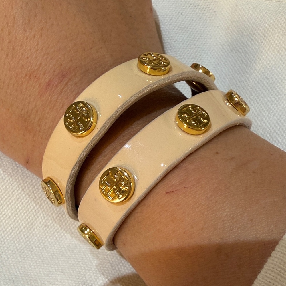 Tory Burch Gold and Cream Double Bracelet